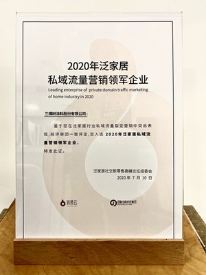 营销新探索丨三棵树获“2020年私域流量营销领军企业”